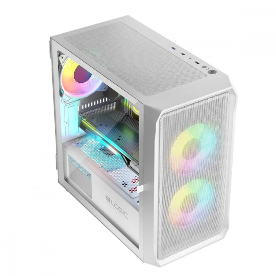 Obudowa Komputerowa Logic Portos ARGB Mini USB 3.0 Biała 