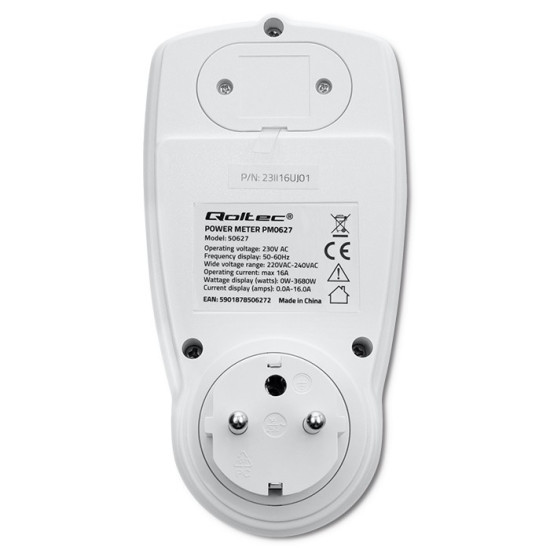 Watomierz Licznik zużycia energii PM0627 z historią pomiaru |     3680W | 16A | LCD 