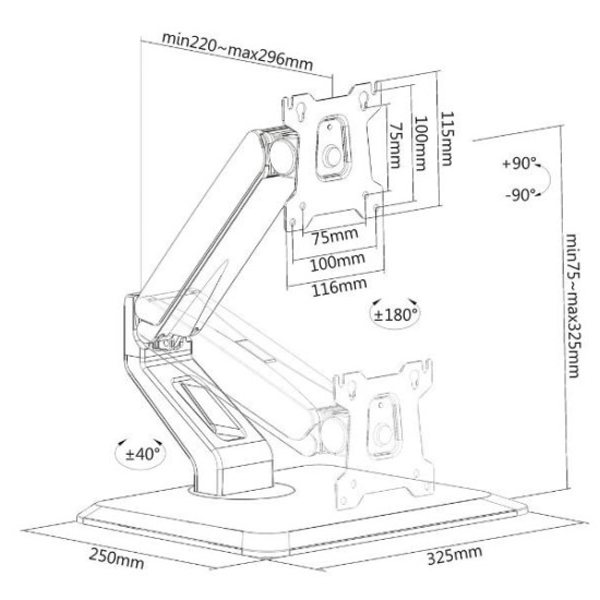 Uchwyt do monitora 17-32 cale, 10kg 