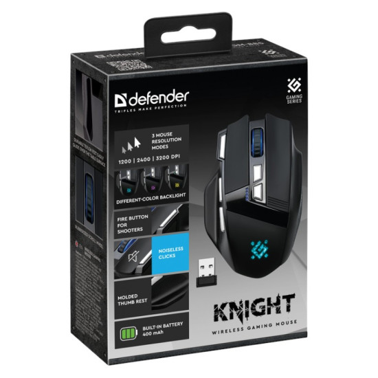 Mysz gamingowa bezprzewodowa Knight GM-885 3200DPI 8P Czarna