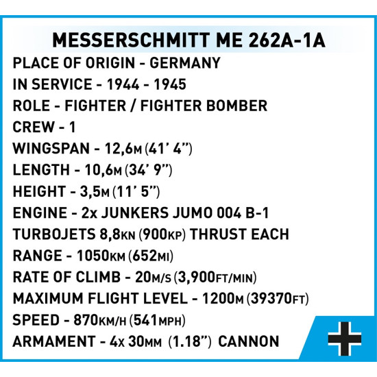 Klocki Messerschmitt Me262 A-1a 
