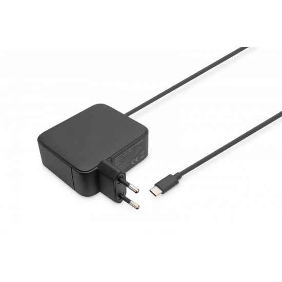 Ładowarka sieciowa zasilacz 1x USB-C PD 3.0 max. 100W GaN zintegrowany kabel 1,2m Czarna