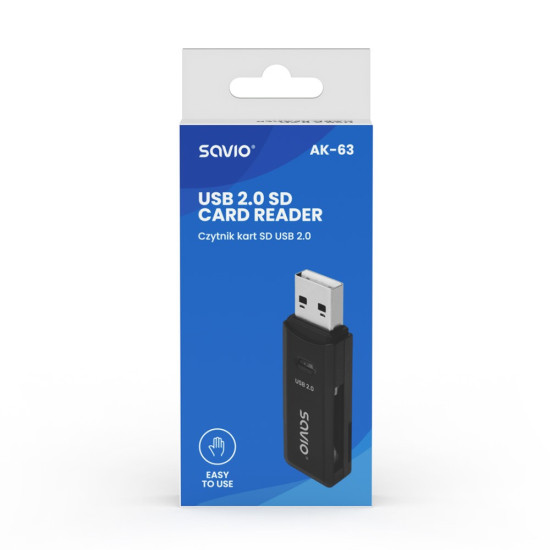 Czytnik kart SD, USB 2.0, 480 Mbps, AK-63 