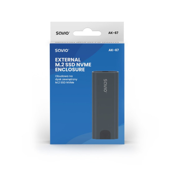 Obudowa na dysk zewnętrzny M.2 SSD NVMe, USB-C 3.1, AK-67