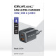 Ładowarka sieciowa 35W GaN ULTRA | 5-20V | 2.25-3A | 1 x USB typeC PD | 1 x USB | Czarna