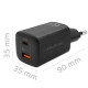 Ładowarka sieciowa 65W GaN ULTRA | 5-20V | 2.25-3.25A | 1 x USB  typ C PD | 1 x USB | Czarna 
