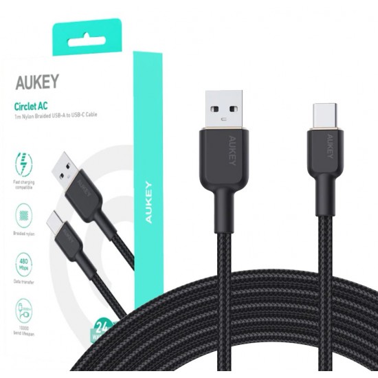 CB-NAC1 nylonowy kabel USB C - USB A | 1m | 3A | 60W PD | 20V