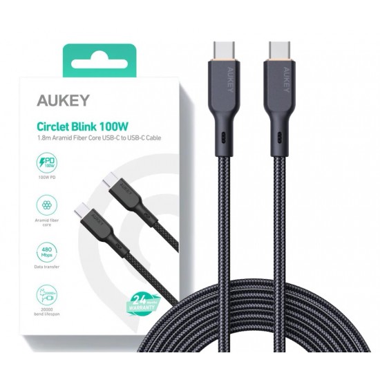 CB-KCC102 kevlarowy kabel USB C - USB C | 1.8m | 5A | 100W PD | 20V