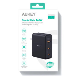 PA-B7O Omnia II GaN ładowarka sieciowa 3xUSB (2xUSB C+1xUSBA) 140W PD3.1 PPS EU/US/UK