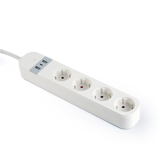 Inteligentna listwa zasilająca Tuya 4xDE 2xUSB-A 1xUSB-C Biała 