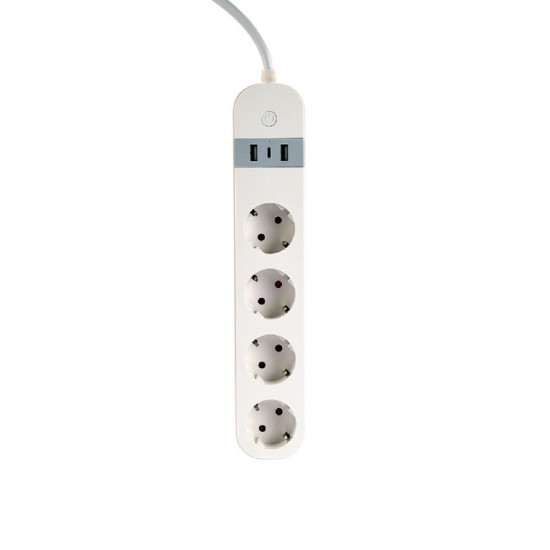 Inteligentna listwa zasilająca Tuya 4xDE 2xUSB-A 1xUSB-C Biała 