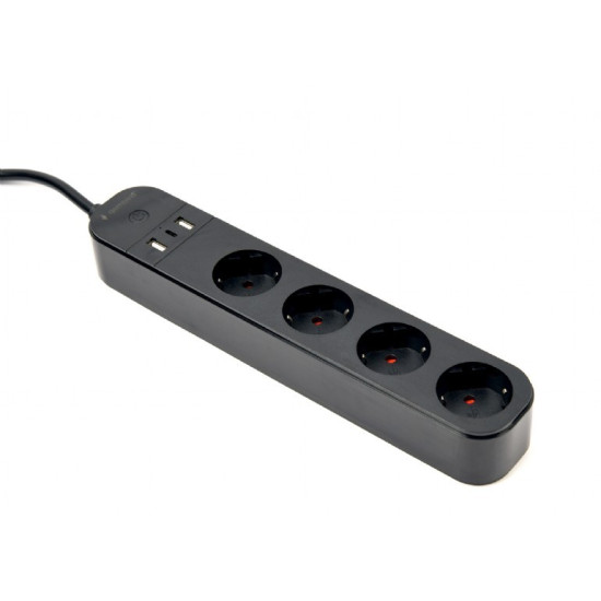 Inteligentna listwa Tuya 4xDE 2xUSB-A 1xUSB-C Czarna 