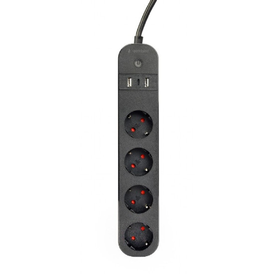 Inteligentna listwa Tuya 4xDE 2xUSB-A 1xUSB-C Czarna 