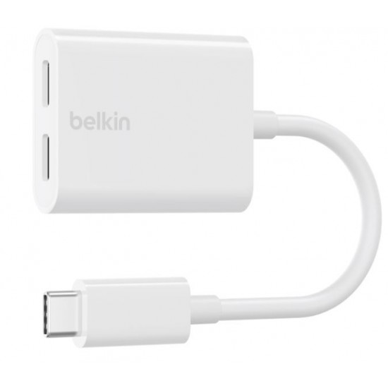 Adapter Dual USB-C Audio + Charge Rockstar białe  