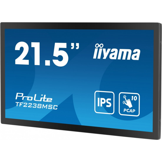 Monitor wielkoformatowy 21.5 cala TF2238MSC-B1 IPS,FHD,DP,HDMI,2x2W,2xUSB,600(cd/m2),  10pkt.7H,IP1X(Front),Pion/Poziom