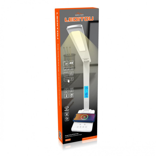 Lampka biurkowa z ładowarką indukcyjną i wyświetlaczem LED MT222