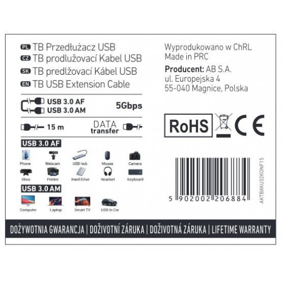 Kabel USB gen.3.2 konferencyjny 15 m