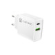 Ładowarka sieciowa Ribera 1x USB-A + 1x USB-C 20W Biała 
