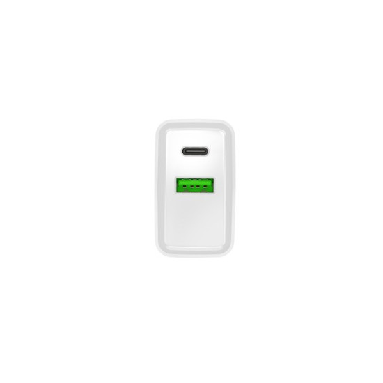 Ładowarka sieciowa Ribera 1x USB-A + 1x USB-C 20W Biała 