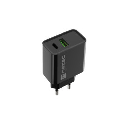 Ładowarka sieciowa Ribera 1x USB-A + 1x USB-C 20W Czarna 