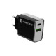 Ładowarka sieciowa Ribera 1x USB-A + 1x USB-C 20W Czarna 
