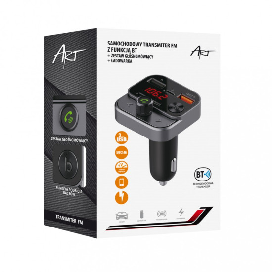 Transmiter samochodowy FM MP3 z funkcją BT,USB LCD FM-84B QC3.0 
