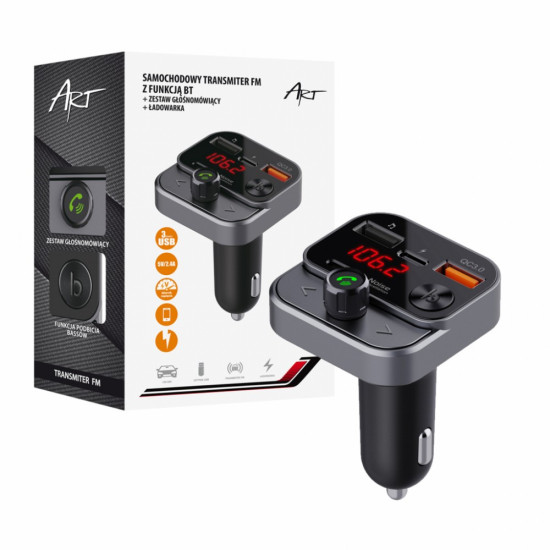 Transmiter samochodowy FM MP3 z funkcją BT,USB LCD FM-84B QC3.0 