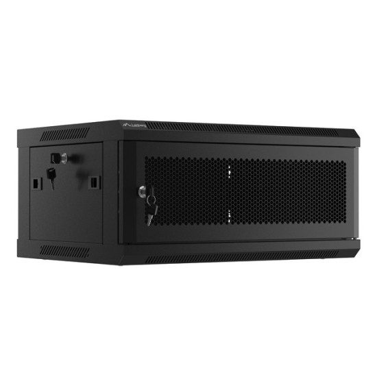 Szafa wisząca 19 cali 4U 600x450 drzwi perforowane (flat pack) czarna