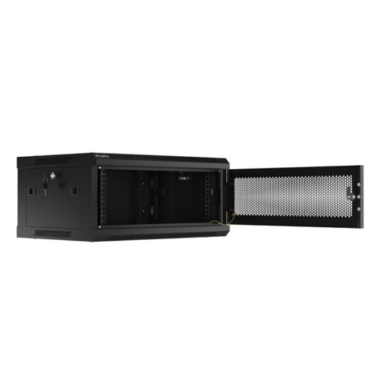 Szafa wisząca 19 cali 4U 600x450 drzwi perforowane (flat pack) czarna