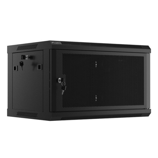 Szafa wisząca 19 cali 6U 600x450 drzwi perforowane (flat pack) czarna