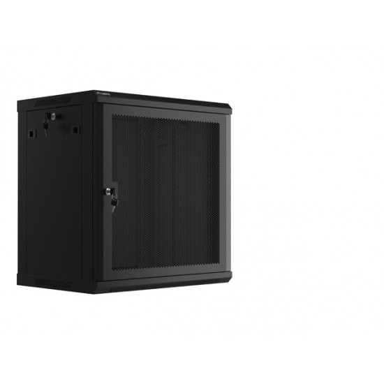 Szafa wisząca 19 cali 12U 600x450 drzwi perforowane (flat pack) czarna