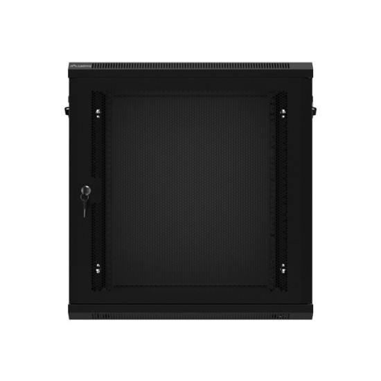 Szafa wisząca 19 cali 12U 600x450 drzwi perforowane (flat pack) czarna