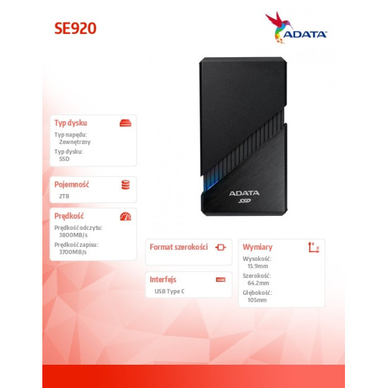 Dysk SSD External SE920 2TB USB4C 3800/3700 MB/s czarny
