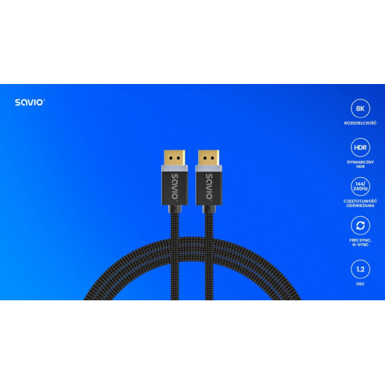 Kabel DP v1.4 (M), 8K/60Hz, FHD, 3 m, CL-176