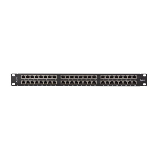 Patch panel 48 portów 1U 19 cali kat.6 ftp ekranowany czarny