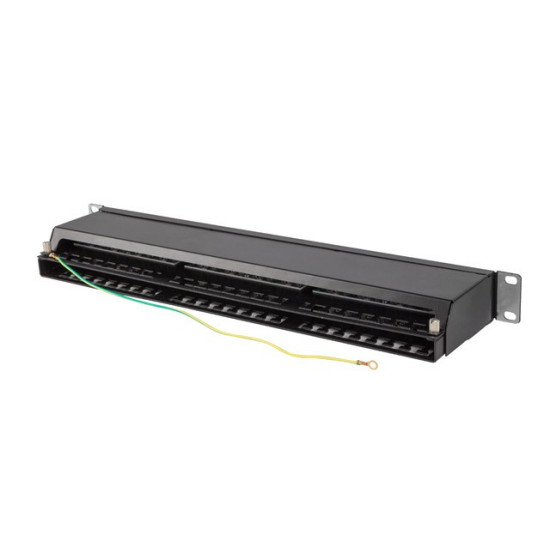 Patch panel 48 portów 1U 19 cali kat.6 ftp ekranowany czarny