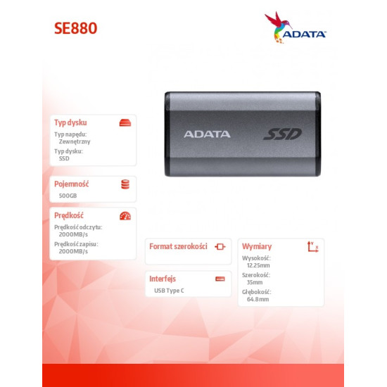 Dysk SSD External SE880 500GB USB3.2A/C Gen2x2