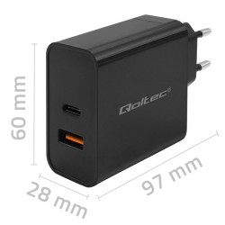 Ładowarka Super Quick PD | 1xUSB-C | 1xUSB | 90W | 5-20V | 2.4-4.35A | Czarna 