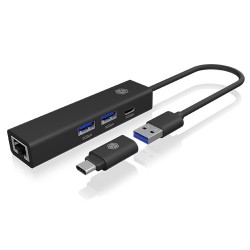 Hub IB-HUB1439-LAN 4w1 HUB, 1x USB-C, 2xUSB-A, 1x LAN 