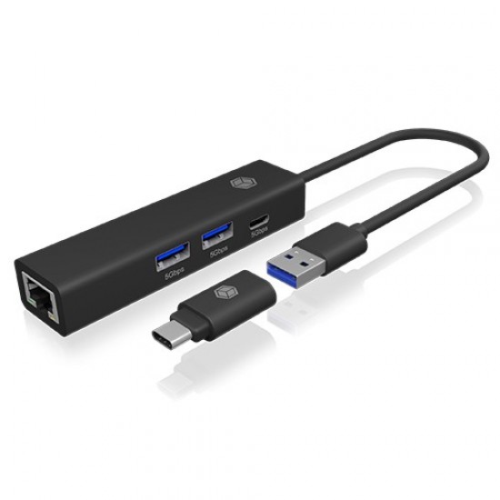 Hub IB-HUB1439-LAN 4w1 HUB, 1x USB-C, 2xUSB-A, 1x LAN 