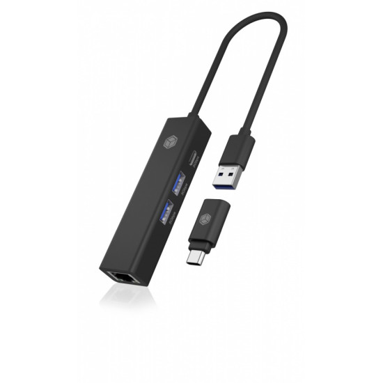 Hub IB-HUB1439-LAN 4w1 HUB, 1x USB-C, 2xUSB-A, 1x LAN 