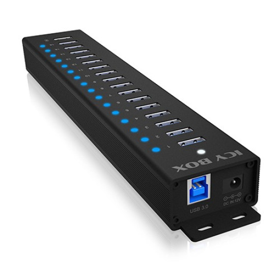Hub IB-HUB1717 16+1 port USB HUB, 16x USB + 1x USB do ładowania, USB 3.2 Gen 1, 96 Watt zasilacz 