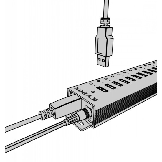 Hub IB-HUB1717 16+1 port USB HUB, 16x USB + 1x USB do ładowania, USB 3.2 Gen 1, 96 Watt zasilacz 