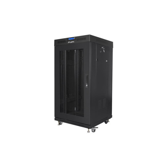 Szafa stojąca 19 cali 22U 600x600 drzwi perforowane LCD (Flat pack) V2 czarna