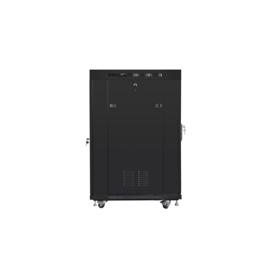 Szafa stojąca 19 cali 22U 600x800 drzwi szklane LCD (flat pack) v2 czarna