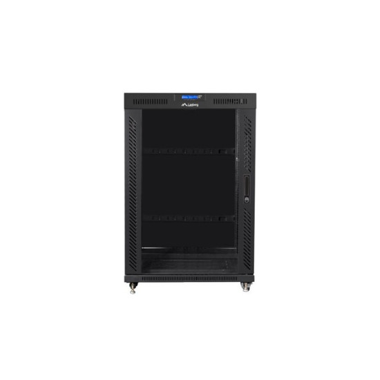 Szafa stojąca 19 cali 22U 800x1000 drzwi szklane LCD (flat pack) V2 czarna