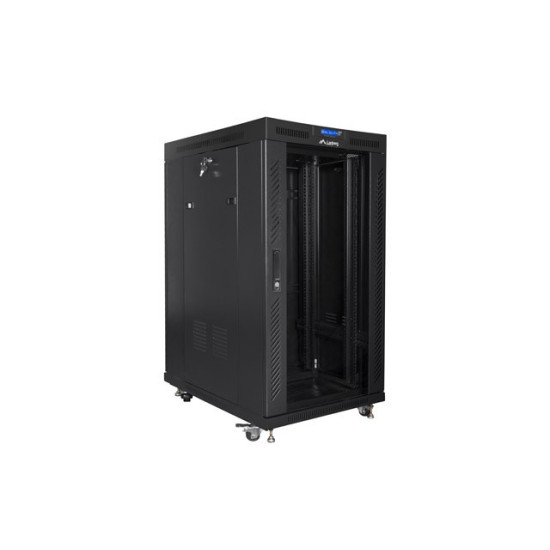 Szafa stojąca 19 cali 22U 800x1000 drzwi szklane LCD (flat pack) V2 czarna
