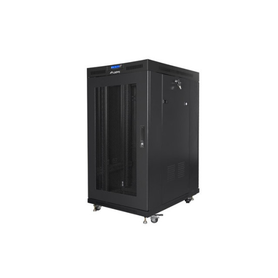 Szafa stojąca 19 cali 22U 800x1000 drzwi perforowane LCD (flat pack) V2 czarna