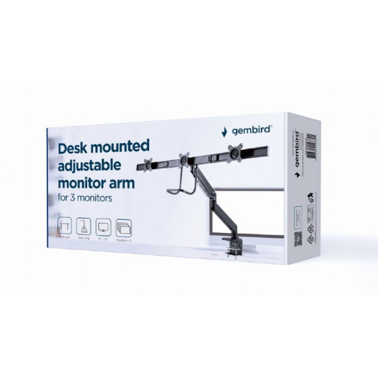 Ramię regulowane na 3 monitory 17 - 27 cali 6kg 