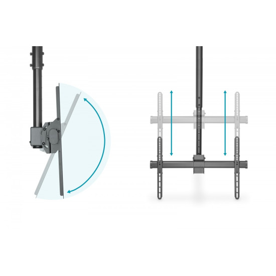 Uchwyt sufitowy TV 37-70 cali 50kg, z regulacją teleskopową 560-910mm Czarny